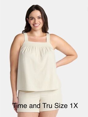 5/$30 Bundle. Time and Tru Linen Blend Tank Top and Short Set NWT 1X